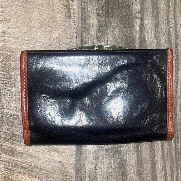 Vintage Oroton Black and Brown Leather Wallet 6”x4”x 10” opened. - Picture 2 of 7